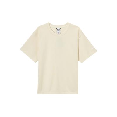 Luźny Oddychający Sportowy Casualowy Sweter z Okrągłym Dekoltem Dzianinowy T-shirt z Krótkim Rękawem Męskie Topy Beżowy FB4396-901