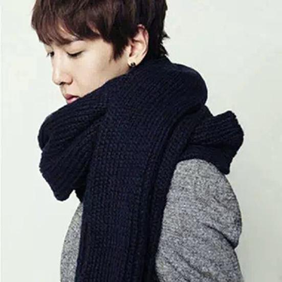 Unisex Scarf Solid Color Knitted Autumn Winter Japanese Korean Style Knitting Scarf for Dating