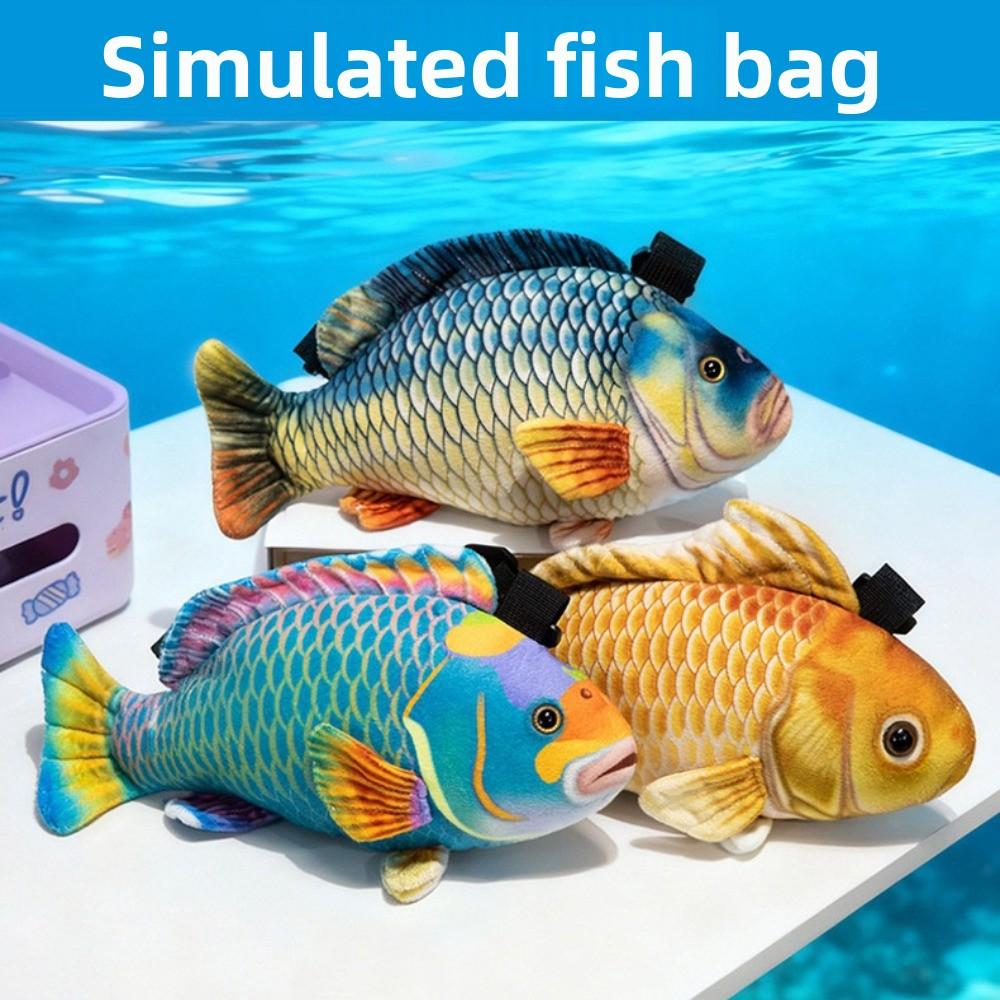 Cartoon Simulation Fish Plush Toy Bag Plush Fish Plush Crossbody Bag Gifts To Friend