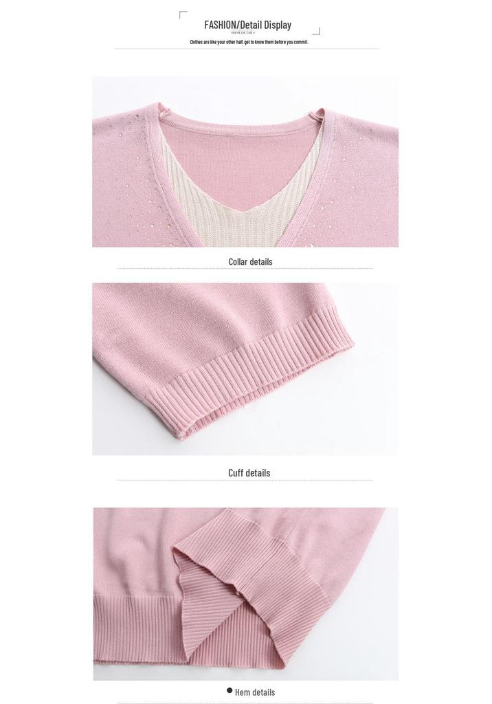 Mom's Stylish Summer Ice Silk Blouse: Middle-Aged Women's Short-Sleeve Knit T-Shirt with Faux Two-Piece Design