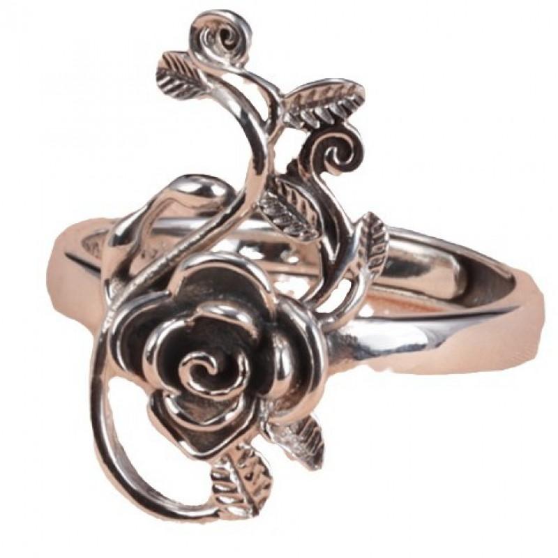 Adjustable Open Ring Women Men Vintage Rose Flower Cutout Boho Style Plated Copper Jewelry