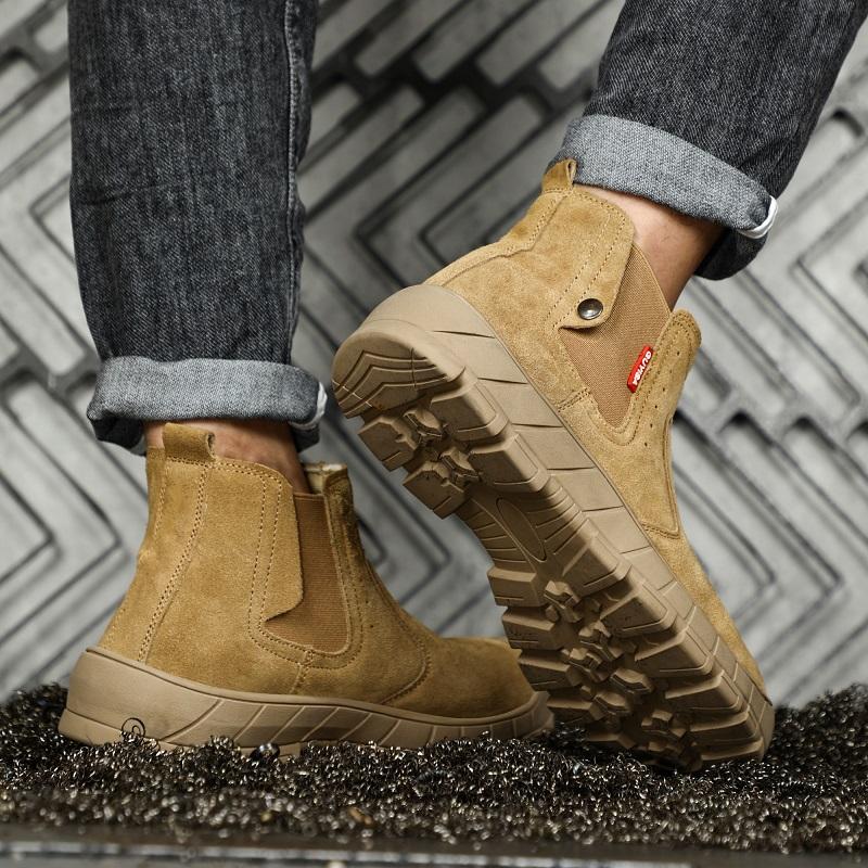 Suede Welder Shoes Men Safety Boots Steel Toe Work Shoes Sneakers Male Anti-Smash Anti-Slip Work Boots Men Safety Shoes Footwear
