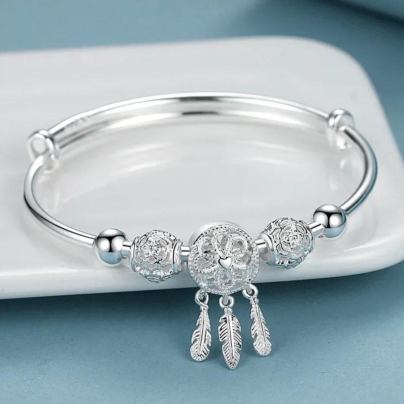 Charms 925 Sterling Silver Bracelets for Women Luxury Original Adjustable Twisted Woven Bangle Bracelet Party Wedding Jewelry