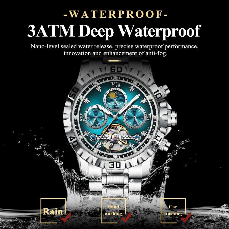 Top Brand Mechanical Watch Men's Waterproof Multifunctional Mechanical Watch Luminous Wrist Watch