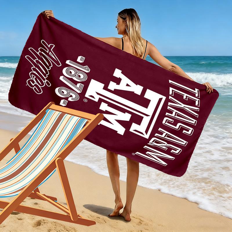 Texas A&M Aggies Print Beach Towel, Large Soft Quick Dry Towel for Beach Camping Swimming
