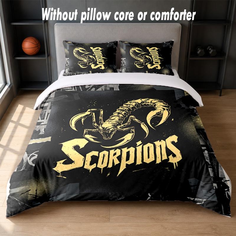 Scorpions Design Bed Bedding Set 1 Duvet Cover + 2 Pillowcases Soft Breathable Household Bed Linens