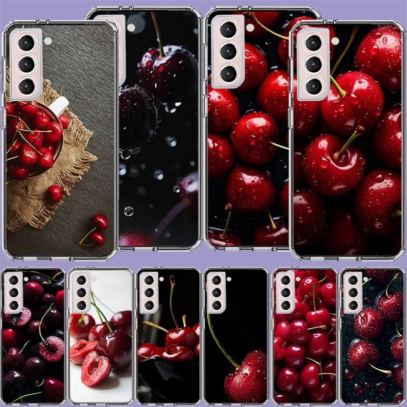 Red Cherry Summer Fruit Clear Phone Cases for Samsung S26 Ultra Galaxy S25 Edge S24 S23 FE S21 Plus S20 S22 S10 Cover Patterned