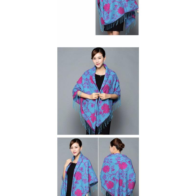 Women S Vintage Ethnic Floral Faux Cashmere Scarf Warm Large Shawl