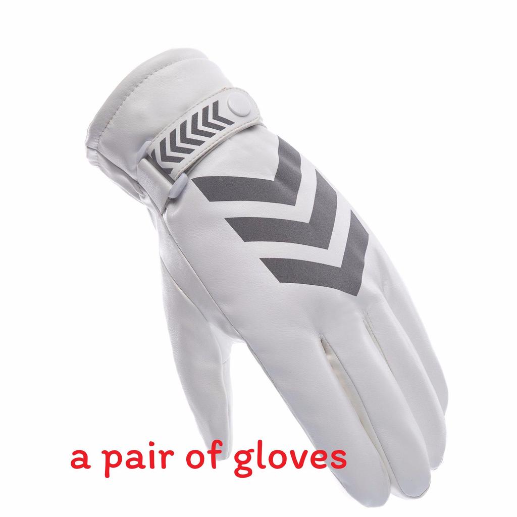 Winter Waterproof Touchscreen Gloves With Reflective Strips For Traffic And Cycling белый