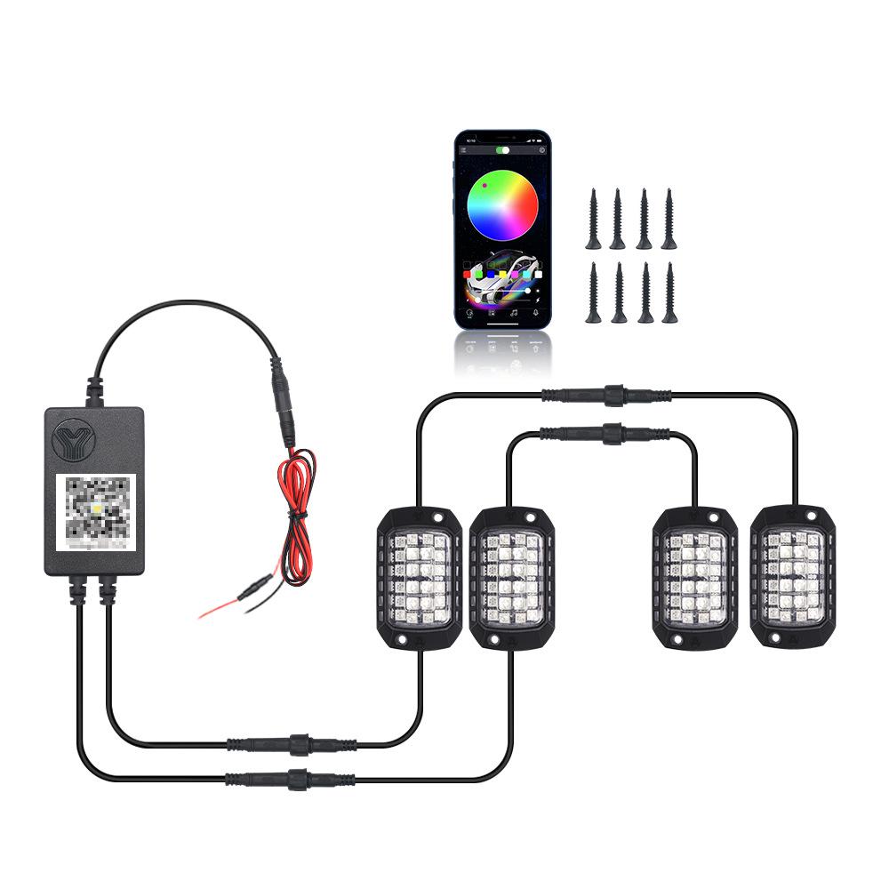 RGB LED Car Underbody Lights with 3D Lens and Music Rhythm APP Control for Off-Road Vehicles