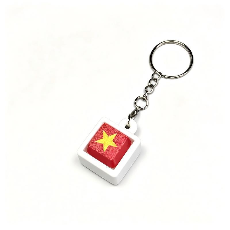 Keyboard Switch Fidget Toy Five-Star Flag Keyboard Clicker Fidget Toy 3D Printed Decompression Button Keychain Portable Stress