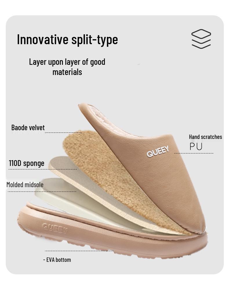 Winter Waterproof Non-slip Indoor/Outdoor Cotton Slippers for Men and Women - Plush, Warm, and Cozy.
