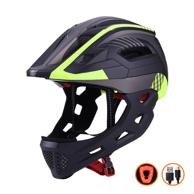 Kids Full-Face Cycling Helmet with Rechargeable Taillight