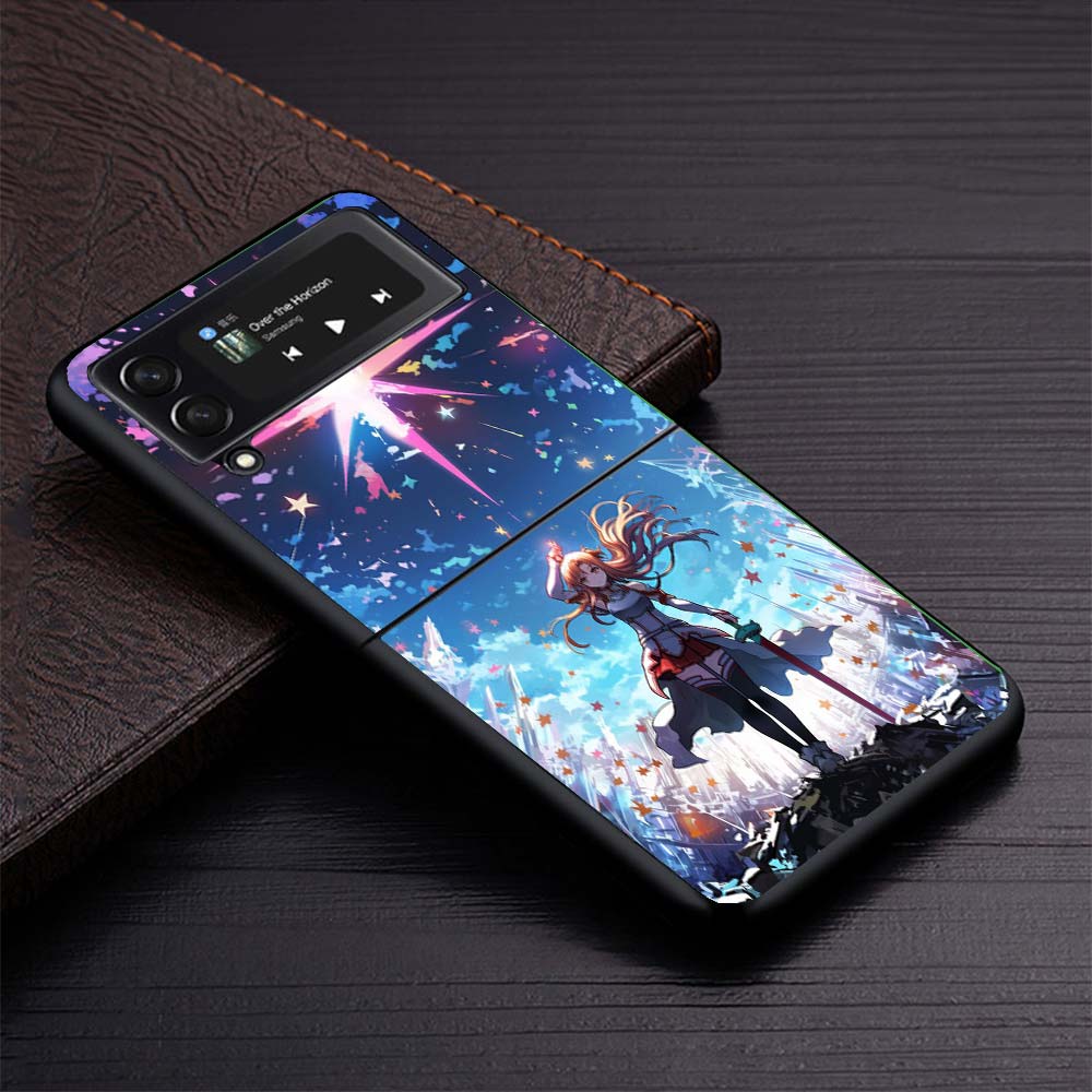 Anime Sword Art Online SAO Phone Case for Samsung Galaxy Z Flip7 Flip6 5G Flip4 Flip5 Flip3 Black Hard Cover Z Flip 7 6 5 4 3 Co