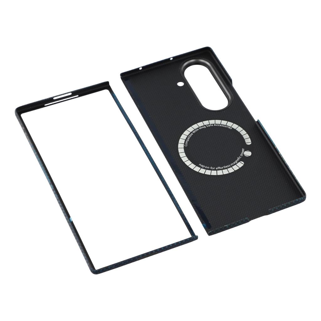 Pro Samsung Galaxy Z Fold7 5G Pouzdro Gradientní Aramidové Vlákno Magnetický Kryt na Telefon s Kovovým Rámečkem Objektivu