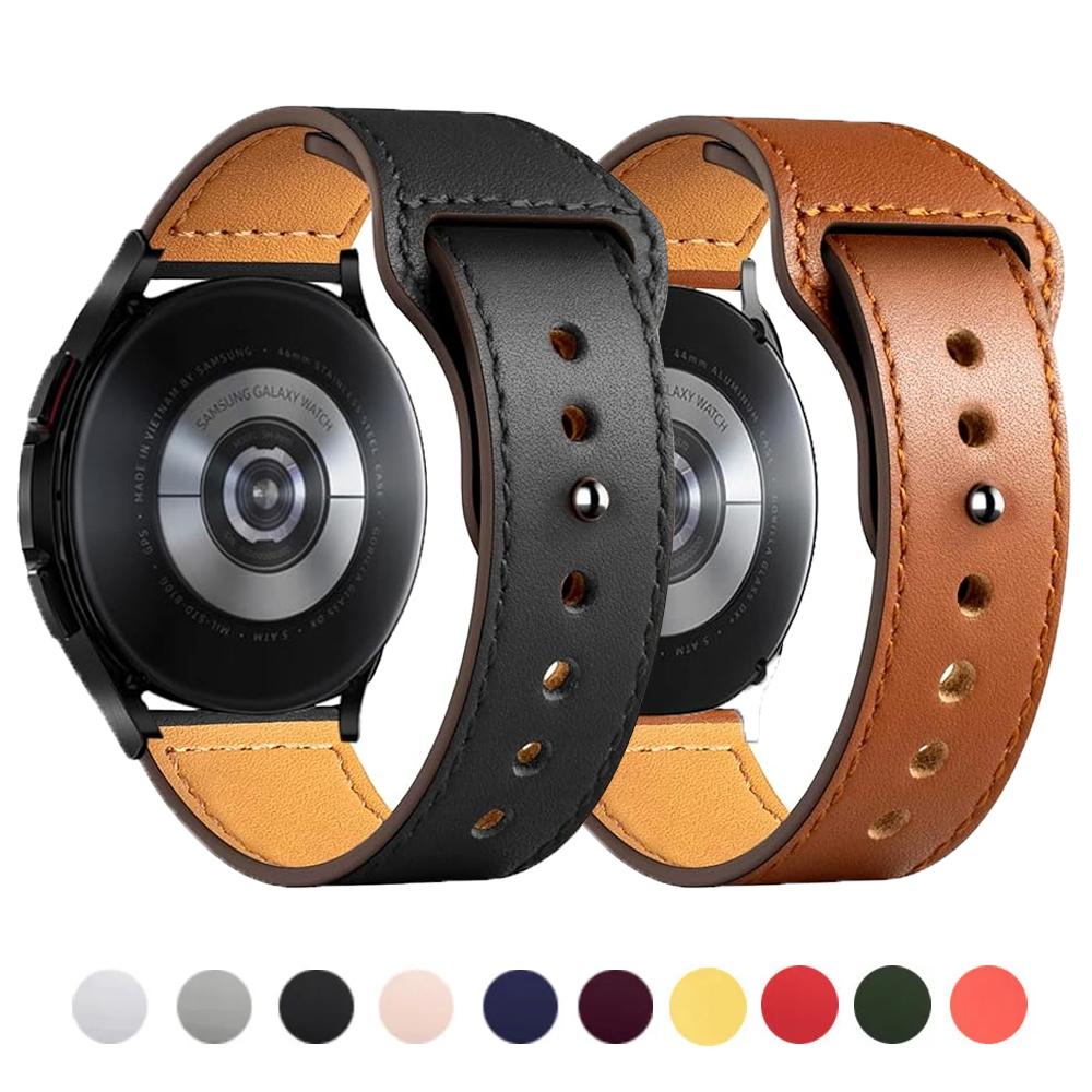 20mm 22mm Band For Samsung Galaxy watch 4/7/5 Pro/6/classic/Gear s3 40mm 44mm Leather bracelet correa Huawei GT/2e/3/4/5 straps