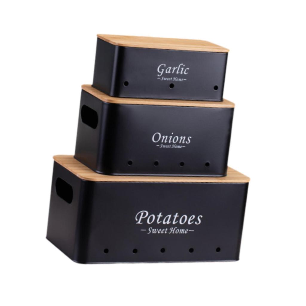 3 Pack Potato Onion Storage Canisters for Kitchen Use