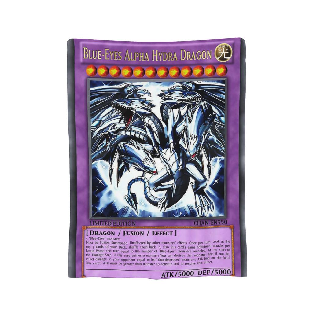 Yu Gi Oh Card Knitted Blankets Flannel Blue Eyes White Dragon Anime Cartoon Super Warm Throw Blankets for Bedroom Sofa Bedspread