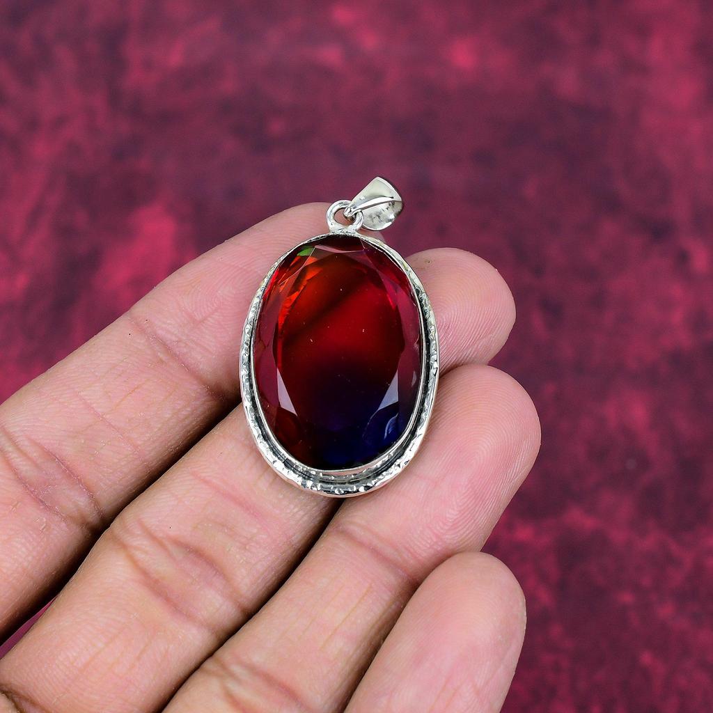 Bi-Color Tourmaline 925 Solid Sterling Silver Pendant, Handmade Gemstone Pendant Jewelry, Gifts For Wife Brand New Pendant