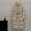 Pinghu Winter Knee-Length Goose Down Puffer Coat - Women's Korean Style