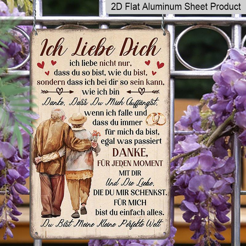2D Flat 1pc German Vintage Metal Sign, Aluminium Metal Wall Decor, I Love You Not Only for Who You Are, But for How I Can Be with You As I Am. Wall