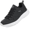 Lace-up Men's Sports Shoes PU Leather Running Shoes Black Outdoor Casual Sneakers for Walking Jogging Waterproof