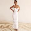 GMXIA Women's White Crochet Halter Skirt Slim Dress