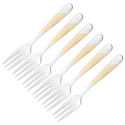 6Pcs Silver Forks Set Tea Cake Snack Fork Dinnerware Cutlery Gold Stainless Steel Tableware Dessert Fruit Fork Flatware Set