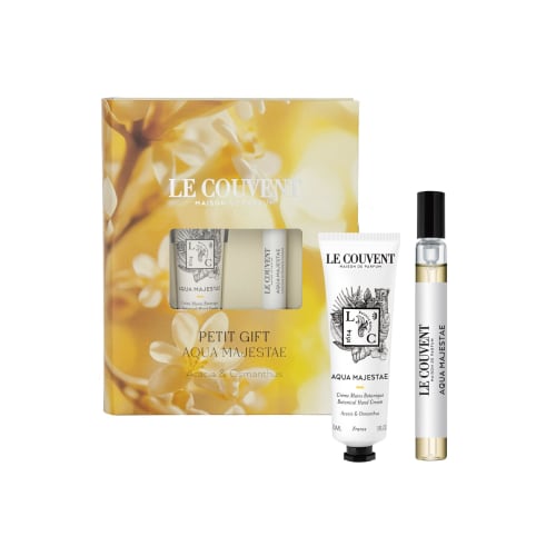 

Le Couvent Maison de Parfum Aqua Majestae Petit Gift, Fruity Floral, 100% Vegan Formula, Acacia, Osmanthus, and Osmanthus Perfume, Hand Cream