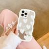 Custodia per iPhone 16/13 Pro Max con bordo ondulato e cuore bianco, anti-caduta, staccabile X/XS