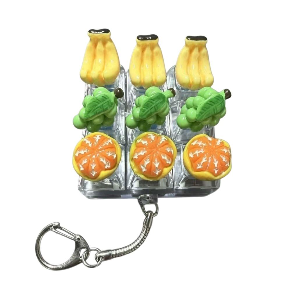 Cute Design Fruit Decompression Button Toy Transparent Dual-Tone Keyboard Keychain  Children's Bag
