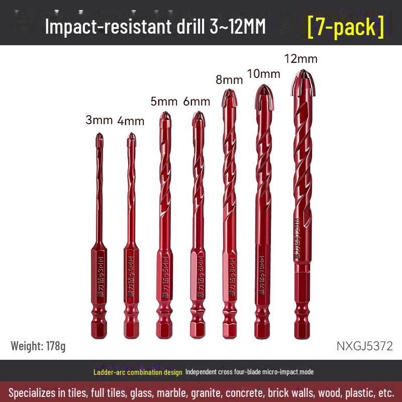 

6-14 мм сверхтвердое двухспиральное ударное сверло для плитки и бетона, шестигранная ручка