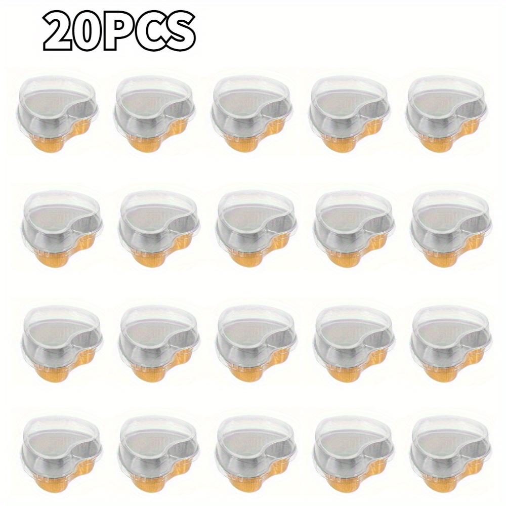 20PCS Heart Shape Disposable Aluminum Foil Cupcake Liners with Lids Mini Cake Pans for Wedding Birthday Party Kitchen Gadget