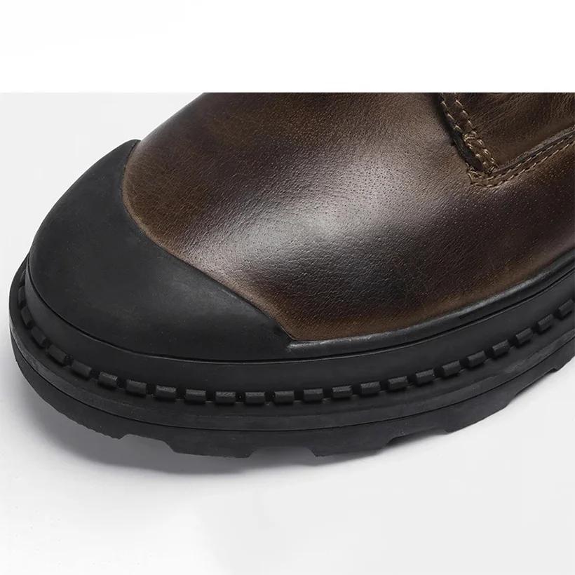 Rindsleder Herren Winterstiefel Handgefertigt Retro Herrenstiefel Mann Echtes Leder Winterschuhe Stiefeletten für Herren