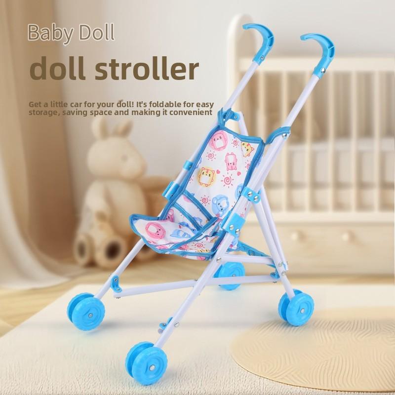 Passeggino Pieghevole Realistico per Bambole da 10 Pollici, Giocattolo Interattivo a Spinta per Bambini per lo Sviluppo Precoce, Gadget per Feste