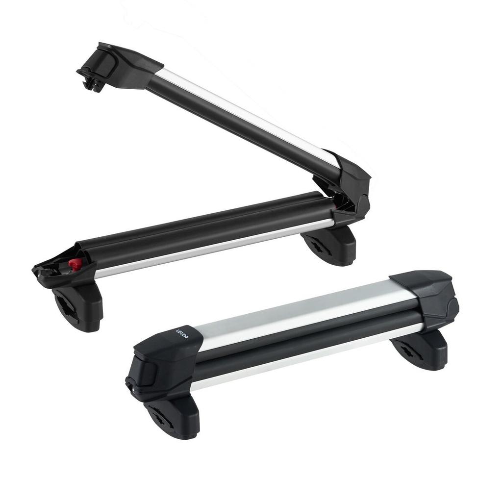 Ski & Snowboard Roof Rack, Carry up to 4 Pairs of Skis or 2 Snowboards, 2 PCS Aluminum Universal Car Roof Rack Top Holder with Lock & Rubber Padding,