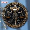 Metal Poster Lady Justice Golden Scales Wall Art Office Decor 20x20 Cm