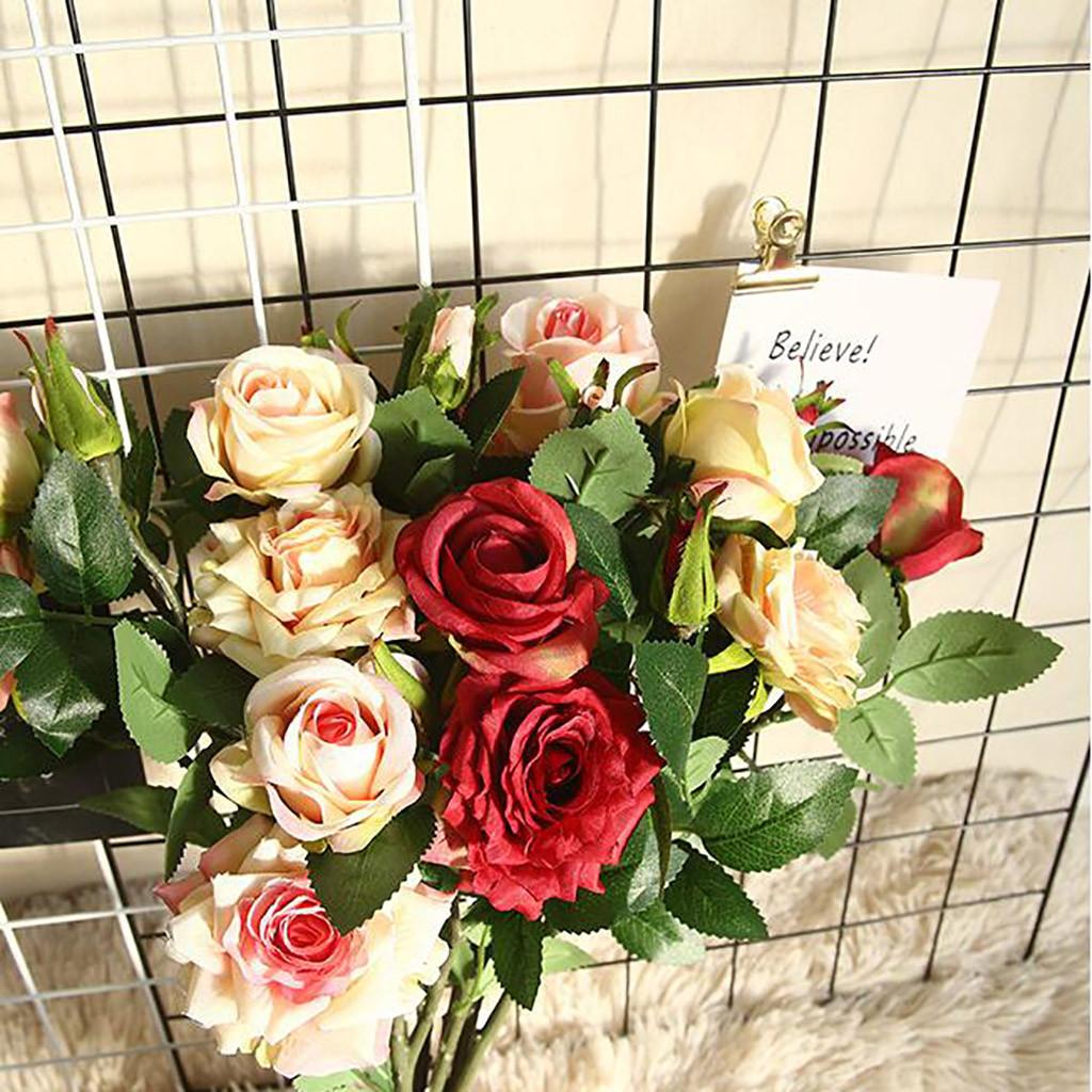 Multicolor Artificial Fake Plastic Rose Plant Flowers Home Garden Wedding Decor