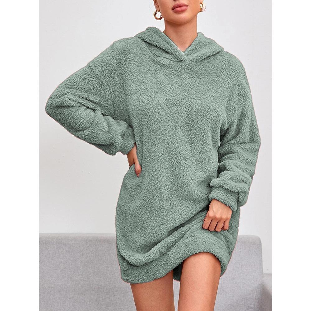 Autumn Winter Hoodies Solid Color Long Sleeved Hooded Plush Double-sided Plush Hoodie Sweatshirts