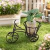 Wire Cycle Planter with Artificial Plant Decorative Miniature Metal Flower Stand for Model