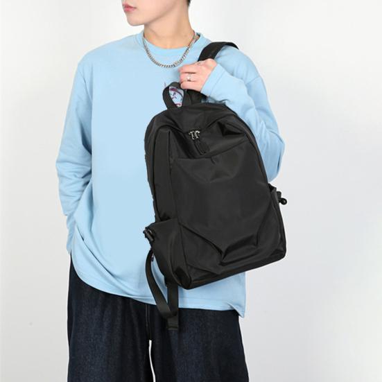 Solid Color Backpack for Men And Women Oxford Fabric Waterproof School Bag