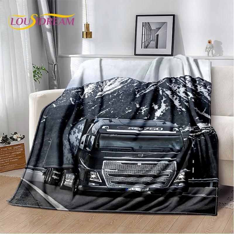 Volvo Truck Lorry 3D Printing Soft Flannel Blanket for Beds Bedroom Sofa Picnic,Throw Blanket for Cover Outdoor Leisure Nap Gift