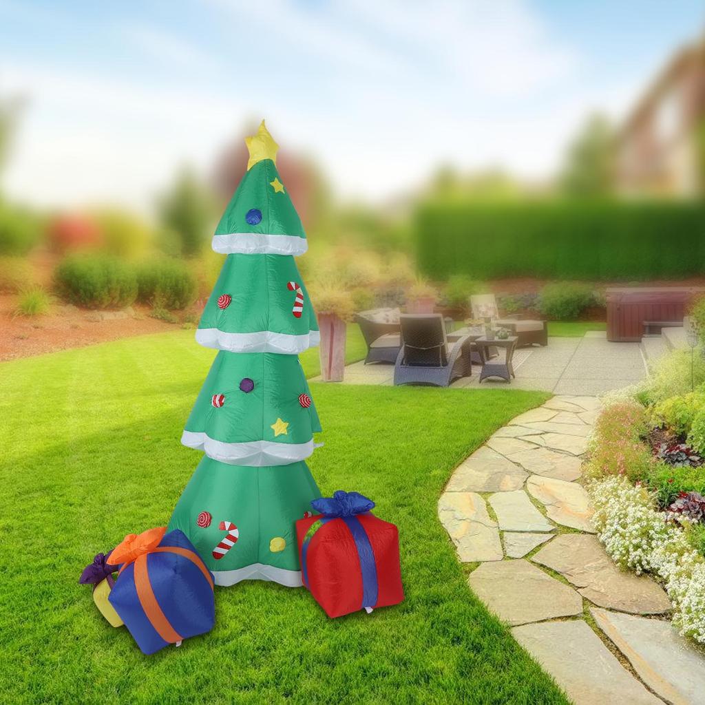 6.9ft Inflatable Xmas Tree Outdoor Decoration Blow Up Xmas Tree Yard Decor with LED Light for Xmas Holiday Party Garden Patio Lawn Decor