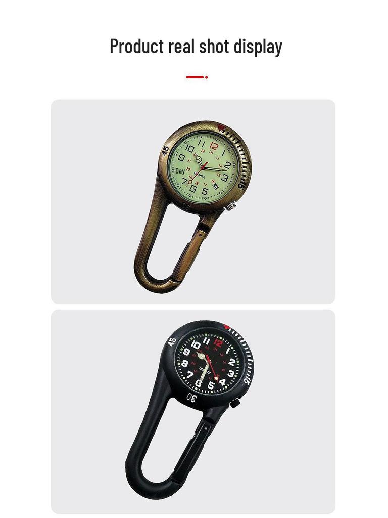 שעון קרבינר חיצוני זוהר: שעון כיס או תרמיל נוח לקשישים ולסטודנטים