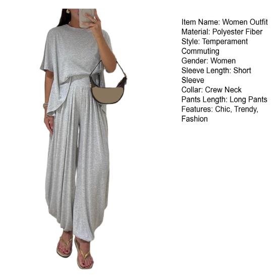 Two Piece Sets for Women Short Sleeve Crew Neck Top And Pants Tracksuit Lounge Set Casual Summer Vacation Outfits