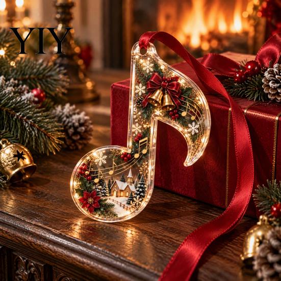 Jahres-Souvenir-Anhänger 2D Weihnachtsmelodie Hängendes Ornament, Baumdekoration mit musikalischem Thema, Saisonale Veranda-Dekoration Klavier Violinschlüssel Geige Glocke
