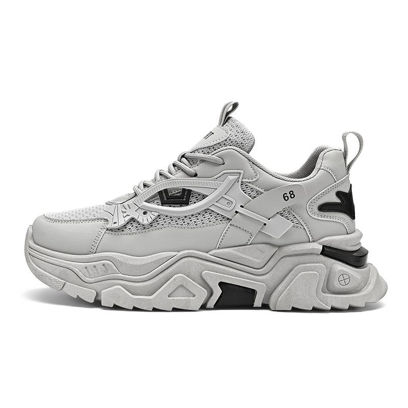 2025 Men's Trendy White Sneakers: Casual Running Shoes with Thick Soles for Teens & Students