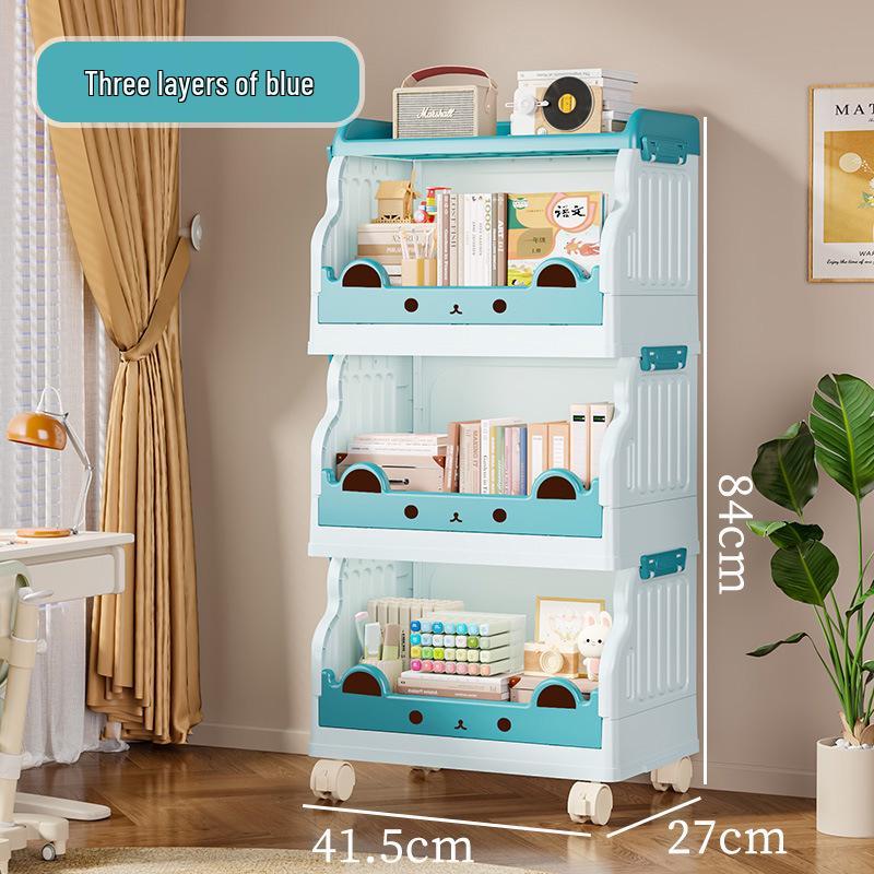 Children's Movable Multi-Layer Bookshelf and Storage Rack