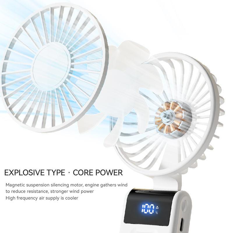 2026 New Handheld Fan Mini Portable Desktop Fan Foldable Neck-Mounted Fan with Phone Holder Function /ODM Customization