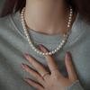 Silver Gray Pearl Necklace with Copper Buckle - 2024 Women's Sweater Chain, High-Grade Beaded Clavicle Chain
